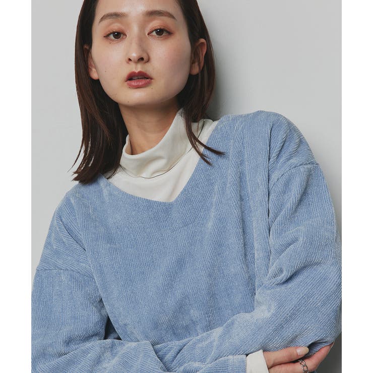 ライトブルー | 【2025AW新作】ラメモールVネックプルオーバー | ad thie