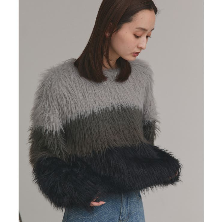 ブラック | グラデーションシャギーニット | ad thie