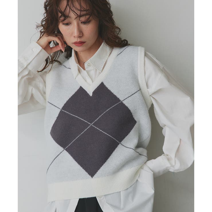 アーガイルニットベスト | ad thie | 詳細画像10 