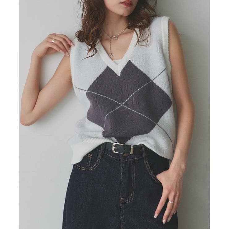 アーガイルニットベスト | ad thie | 詳細画像14 