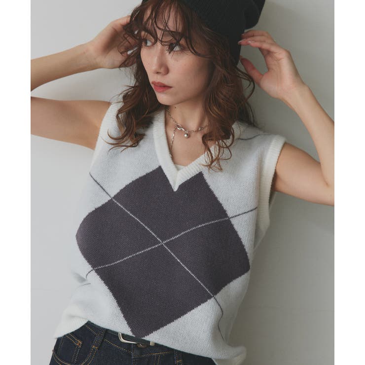 アーガイルニットベスト | ad thie | 詳細画像15 