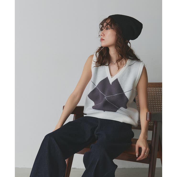 アーガイルニットベスト | ad thie | 詳細画像19 