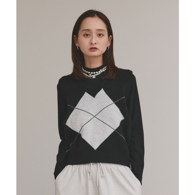 アーガイルニットベスト | ad thie | 詳細画像22 