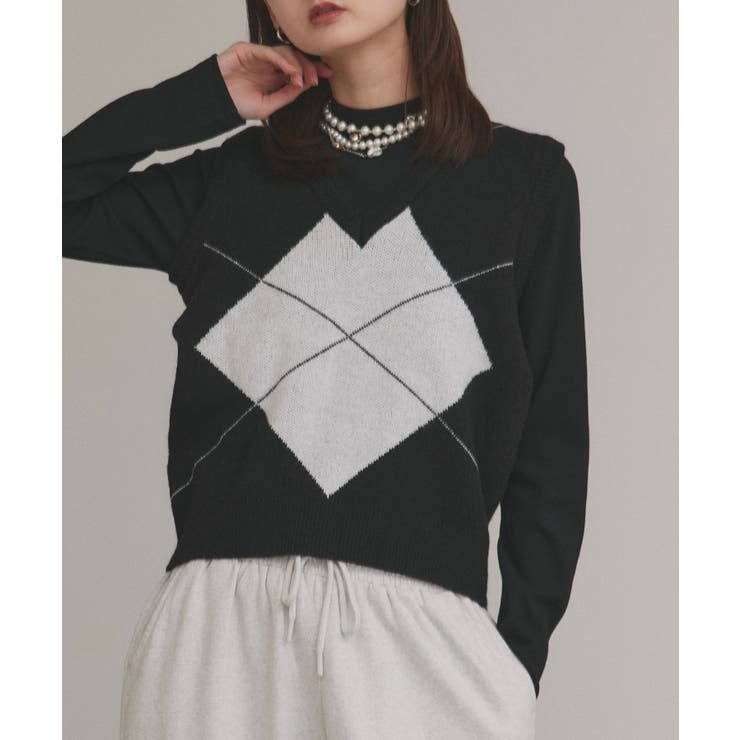 アーガイルニットベスト | ad thie | 詳細画像23 