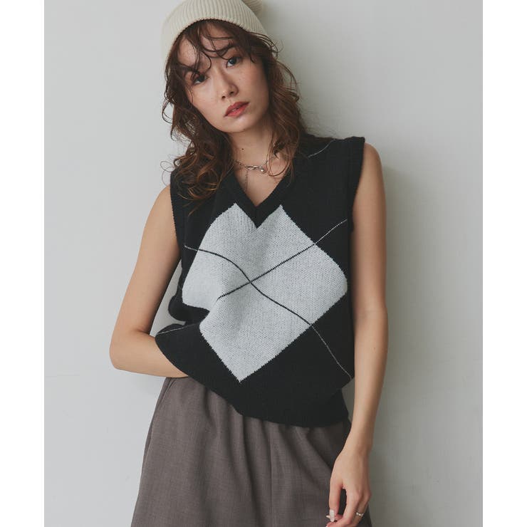 アーガイルニットベスト | ad thie | 詳細画像30 