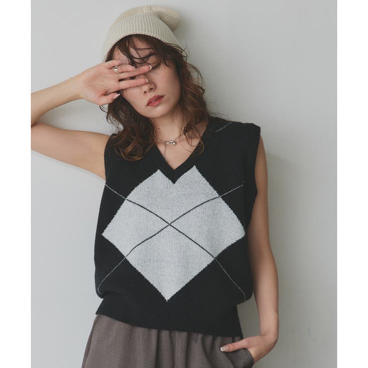 アーガイルニットベスト | ad thie | 詳細画像31 