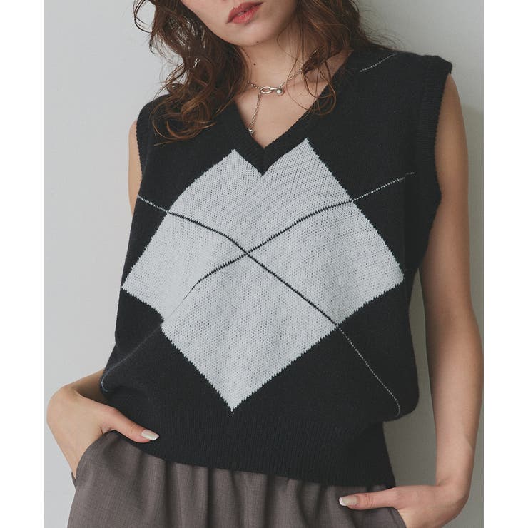 アーガイルニットベスト | ad thie | 詳細画像34 