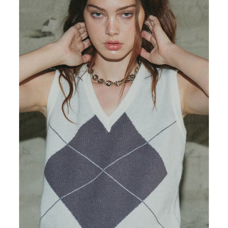 アーガイルニットベスト | ad thie | 詳細画像4 