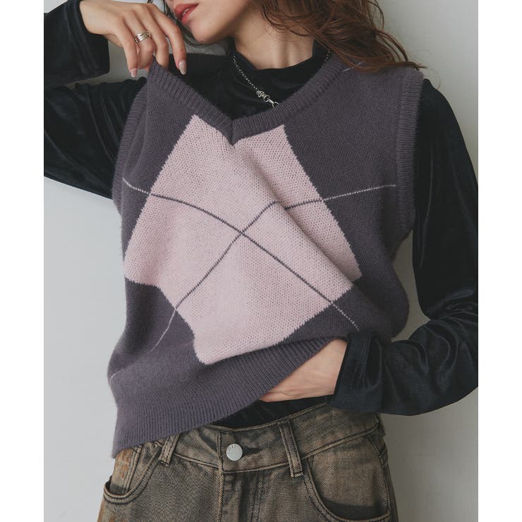 アーガイルニットベスト | ad thie | 詳細画像44 