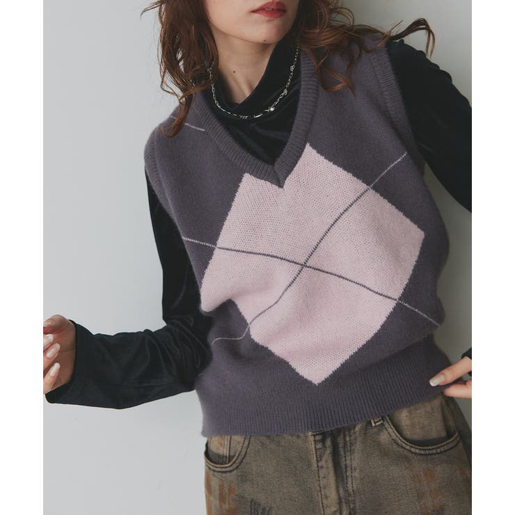 アーガイルニットベスト | ad thie | 詳細画像45 