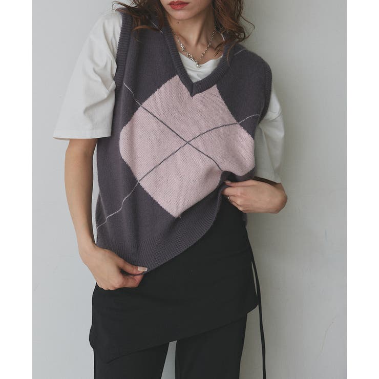 アーガイルニットベスト | ad thie | 詳細画像50 