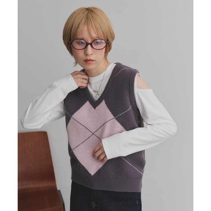 アーガイルニットベスト | ad thie | 詳細画像52 