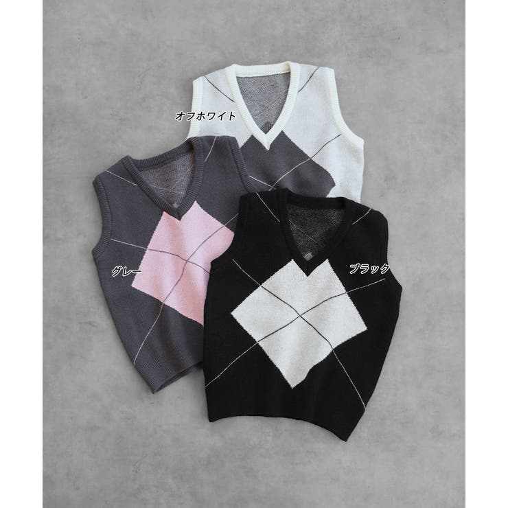 アーガイルニットベスト | ad thie | 詳細画像54 