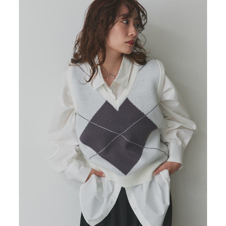 アーガイルニットベスト | ad thie | 詳細画像9 