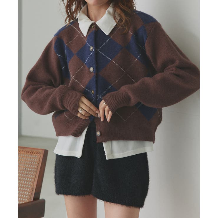 アーガイルニットカーディガン | ad thie | 詳細画像52 