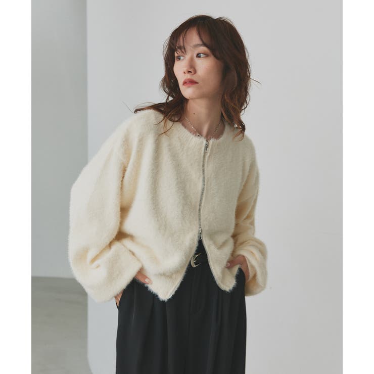 ダブルジップシャギーニットカーディガン | ad thie | 詳細画像46 