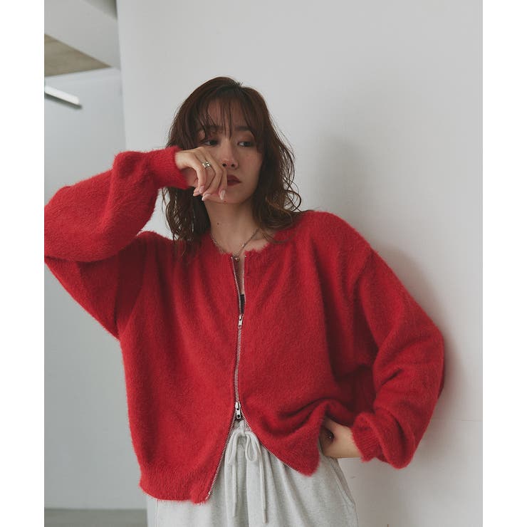 ダブルジップシャギーニットカーディガン | ad thie | 詳細画像55 