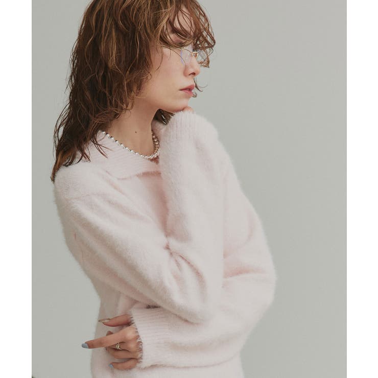 シャギーニットポロカーディガン | ad thie | 詳細画像15 