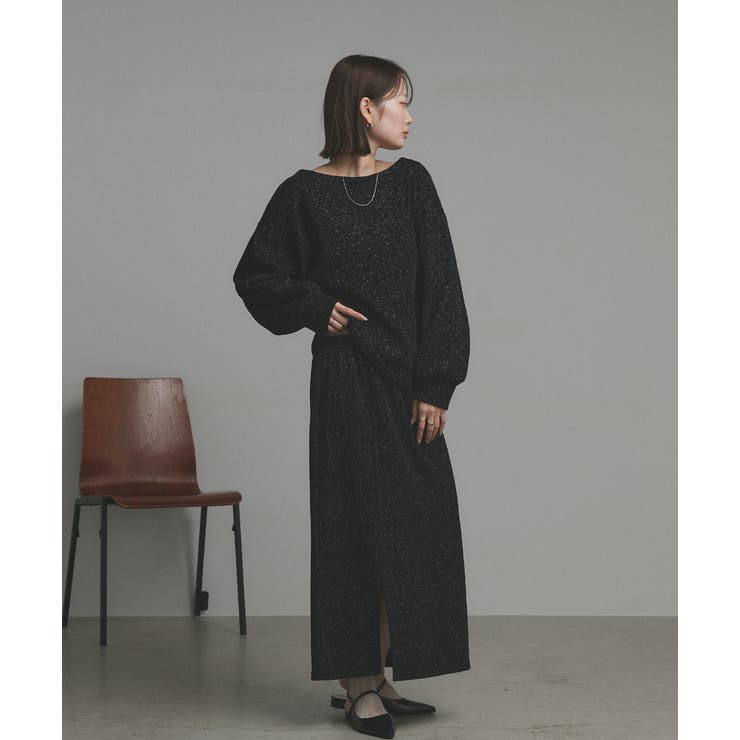 ラメモールボートネックプルオーバー ナロースカートセットアップ | ad thie | 詳細画像13 