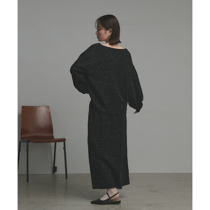 ラメモールボートネックプルオーバー ナロースカートセットアップ | ad thie | 詳細画像14 