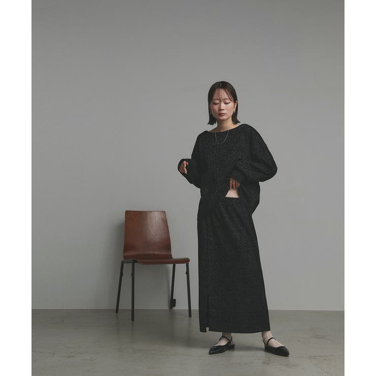 ラメモールボートネックプルオーバー ナロースカートセットアップ | ad thie | 詳細画像16 