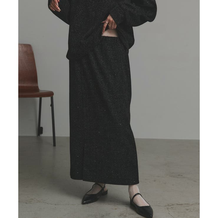 ラメモールボートネックプルオーバー ナロースカートセットアップ | ad thie | 詳細画像18 