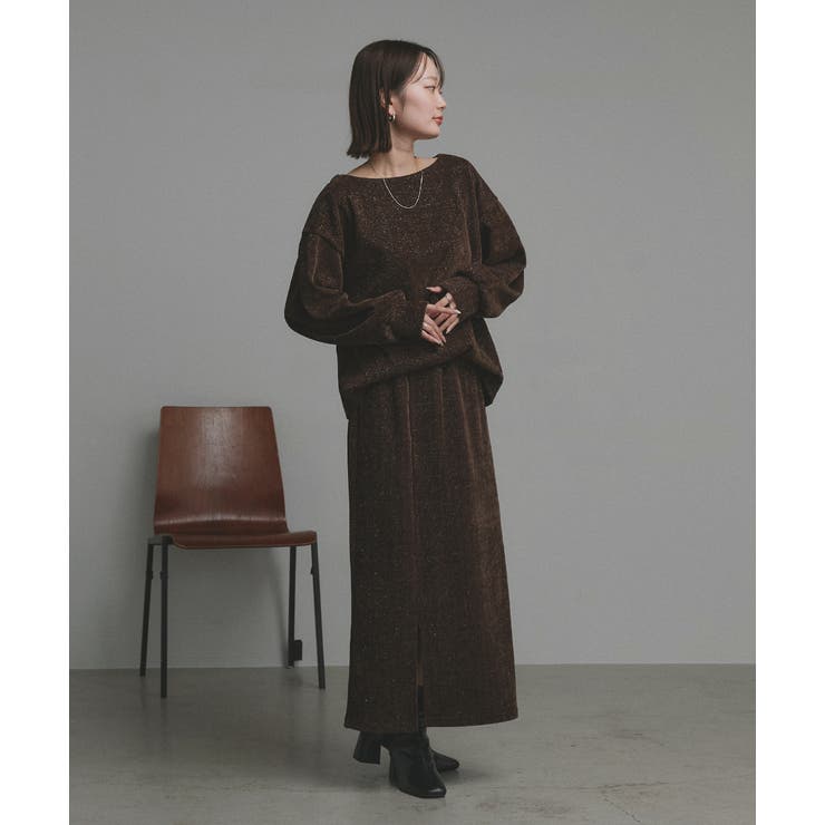 ラメモールボートネックプルオーバー ナロースカートセットアップ | ad thie | 詳細画像20 