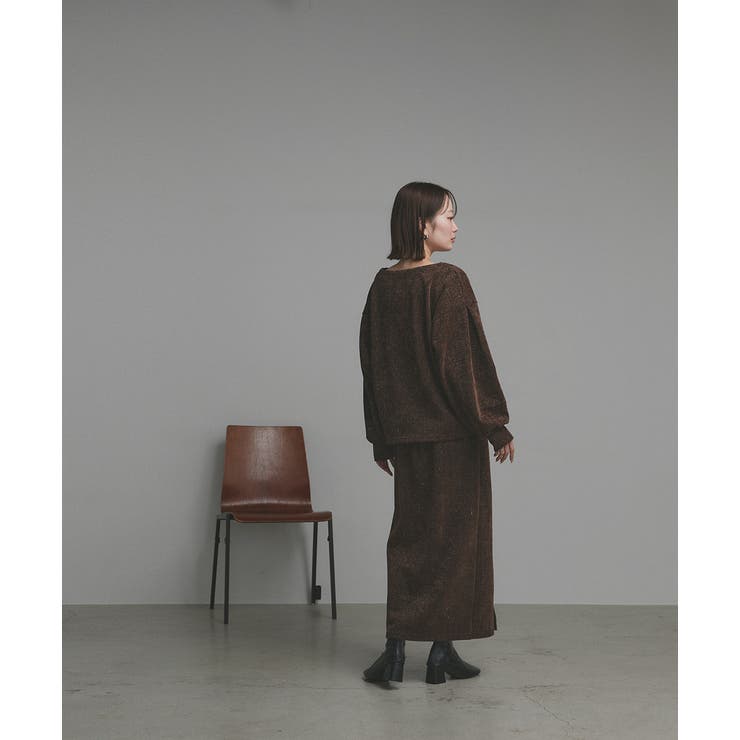 ラメモールボートネックプルオーバー ナロースカートセットアップ | ad thie | 詳細画像22 