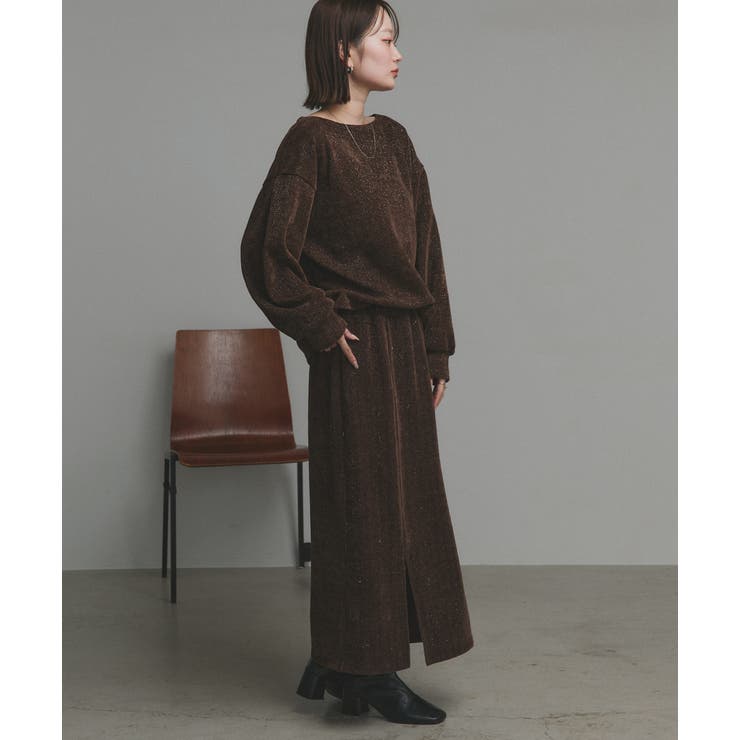 ラメモールボートネックプルオーバー ナロースカートセットアップ | ad thie | 詳細画像24 