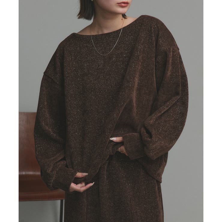 ラメモールボートネックプルオーバー ナロースカートセットアップ | ad thie | 詳細画像25 