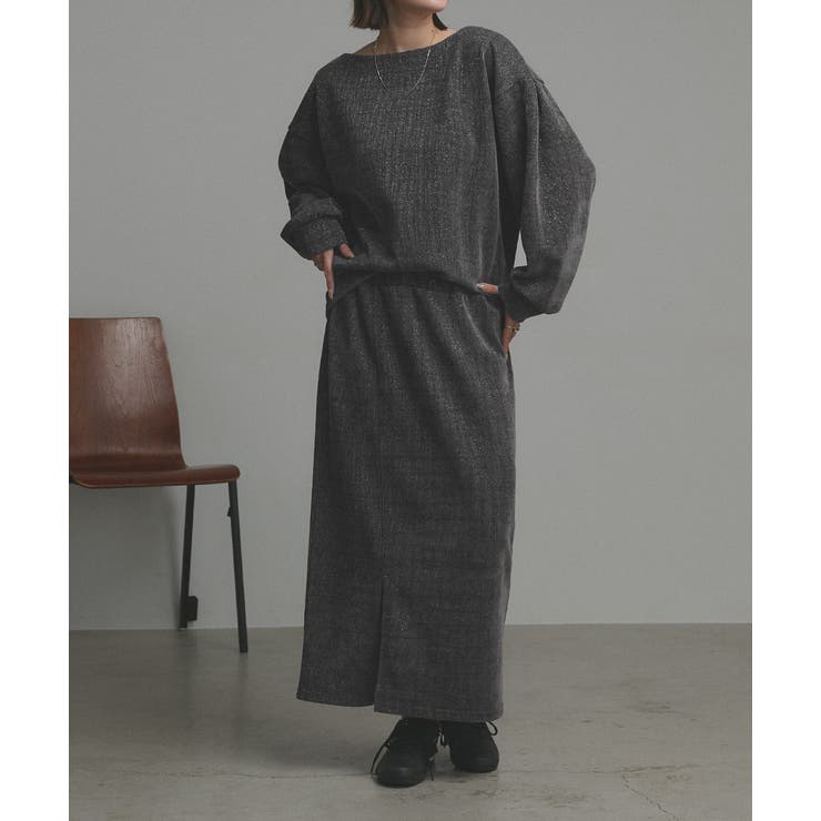 ラメモールボートネックプルオーバー ナロースカートセットアップ | ad thie | 詳細画像4 