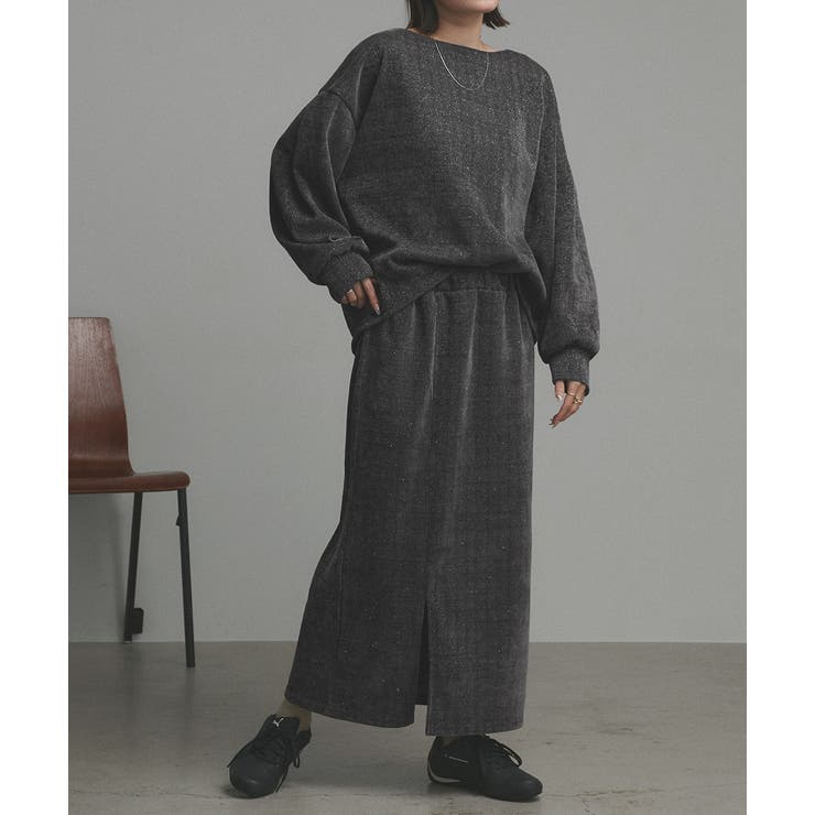 ラメモールボートネックプルオーバー ナロースカートセットアップ | ad thie | 詳細画像6 