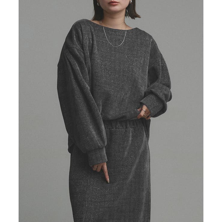 ラメモールボートネックプルオーバー ナロースカートセットアップ | ad thie | 詳細画像7 