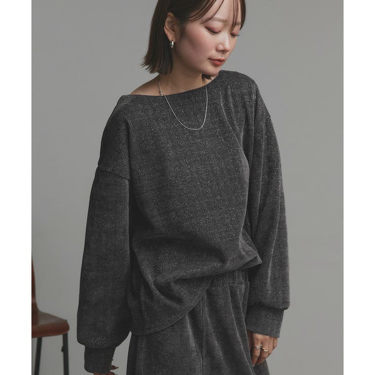 ラメモールボートネックプルオーバー ナロースカートセットアップ | ad thie | 詳細画像8 