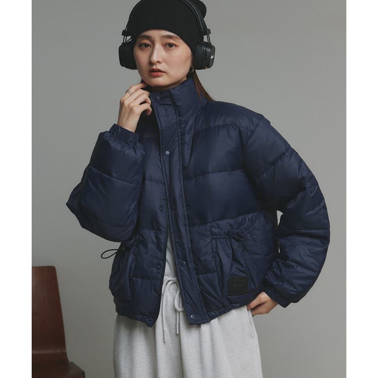ネイビー | 【2025AW新作】レザーパッチ中綿ダウンブルゾン | ad thie