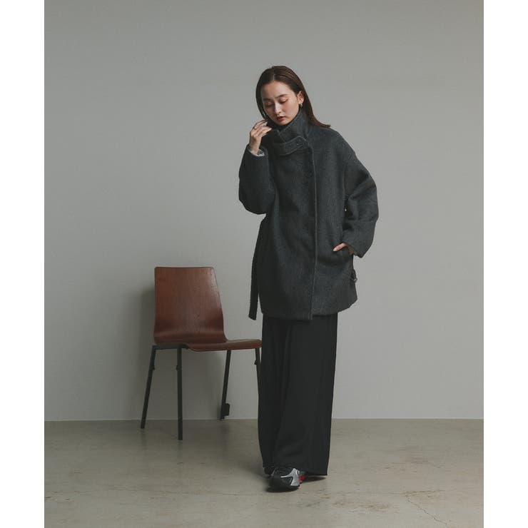 スタンドカラーシャギーミドルコート | ad thie | 詳細画像10 