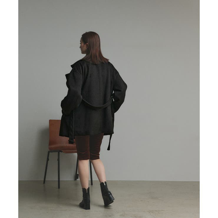 スタンドカラーシャギーミドルコート | ad thie | 詳細画像21 