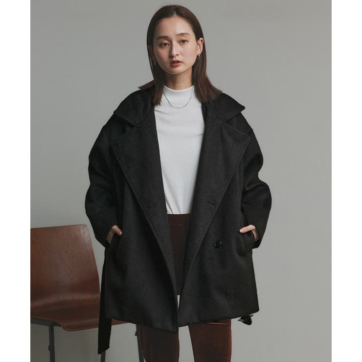 スタンドカラーシャギーミドルコート | ad thie | 詳細画像22 