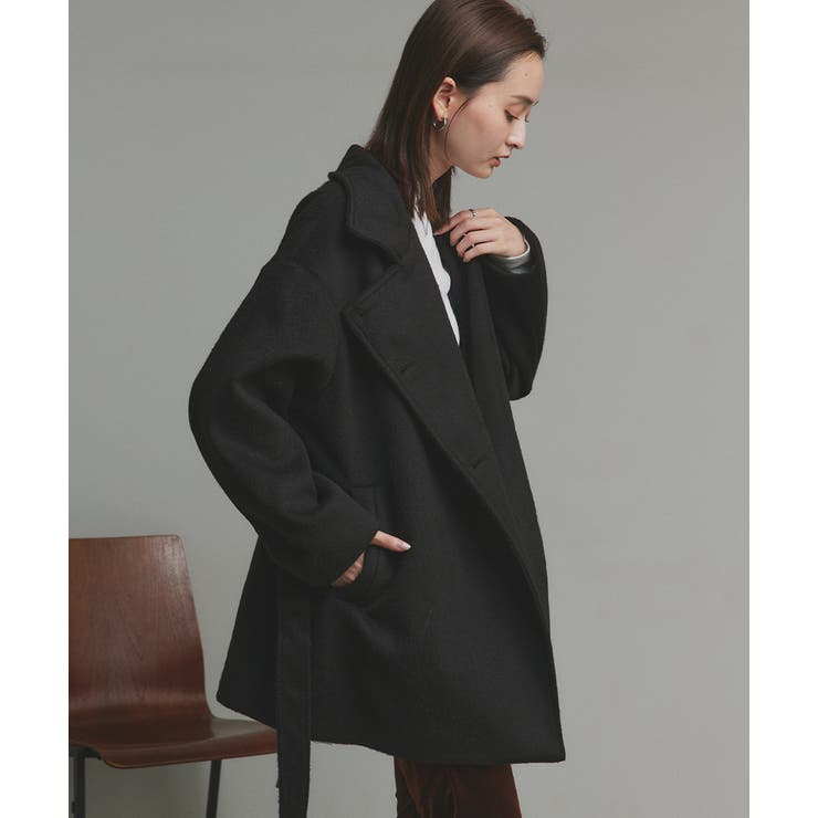 スタンドカラーシャギーミドルコート | ad thie | 詳細画像24 