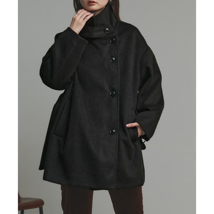 スタンドカラーシャギーミドルコート | ad thie | 詳細画像30 