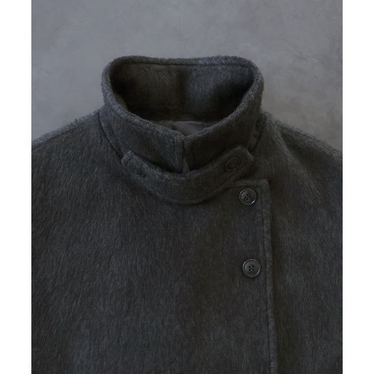 スタンドカラーシャギーミドルコート | ad thie | 詳細画像33 