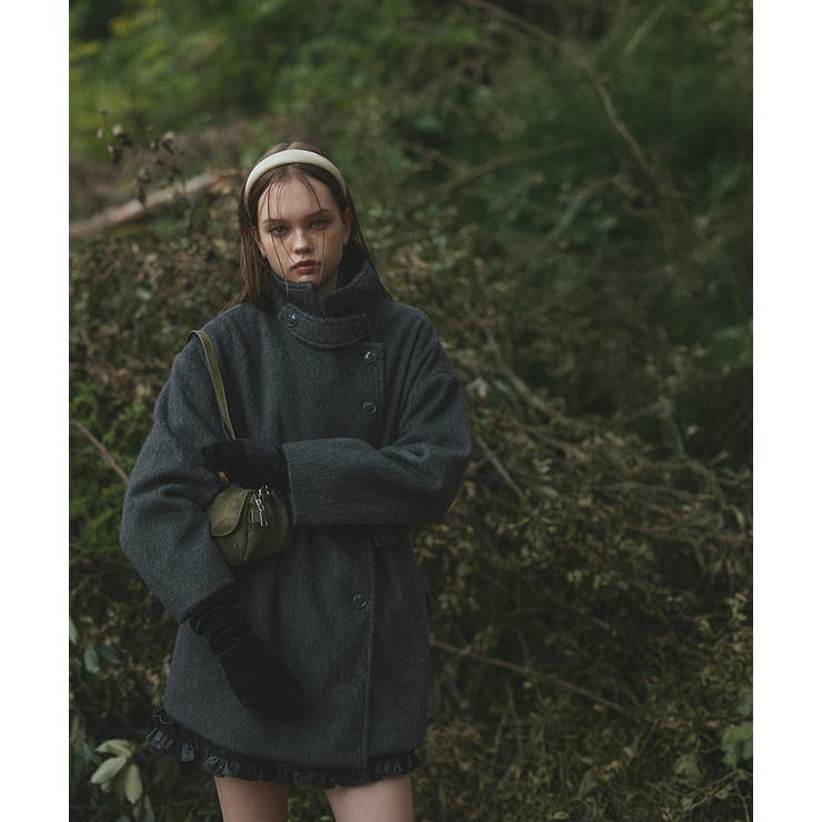 スタンドカラーシャギーミドルコート | ad thie | 詳細画像5 