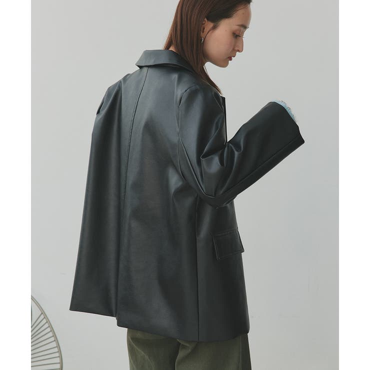 【2025AW新作】レザーライクテーラードジャケット | ad thie | 詳細画像11 