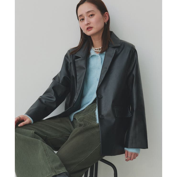 【2025AW新作】レザーライクテーラードジャケット | ad thie | 詳細画像13 