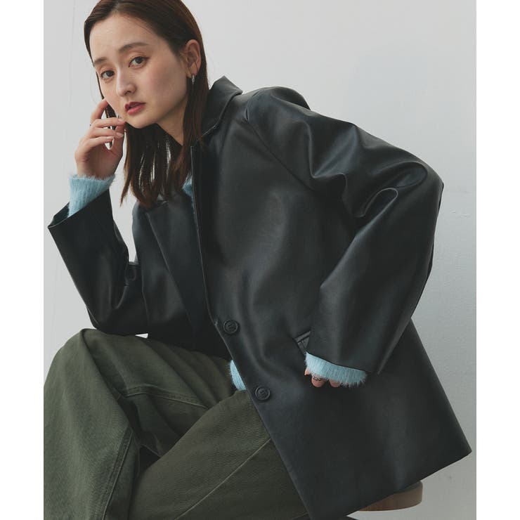 【2025AW新作】レザーライクテーラードジャケット | ad thie | 詳細画像14 