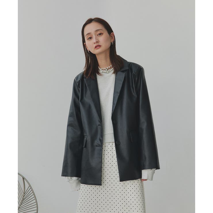 【2025AW新作】レザーライクテーラードジャケット | ad thie | 詳細画像17 