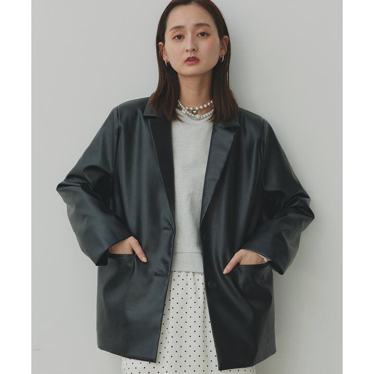 【2025AW新作】レザーライクテーラードジャケット | ad thie | 詳細画像18 