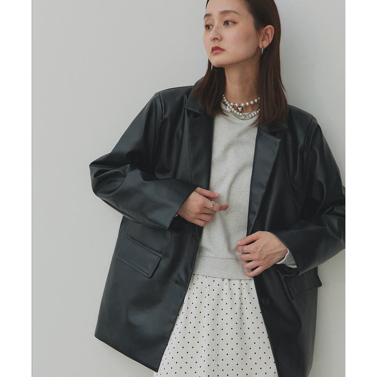 【2025AW新作】レザーライクテーラードジャケット | ad thie | 詳細画像20 