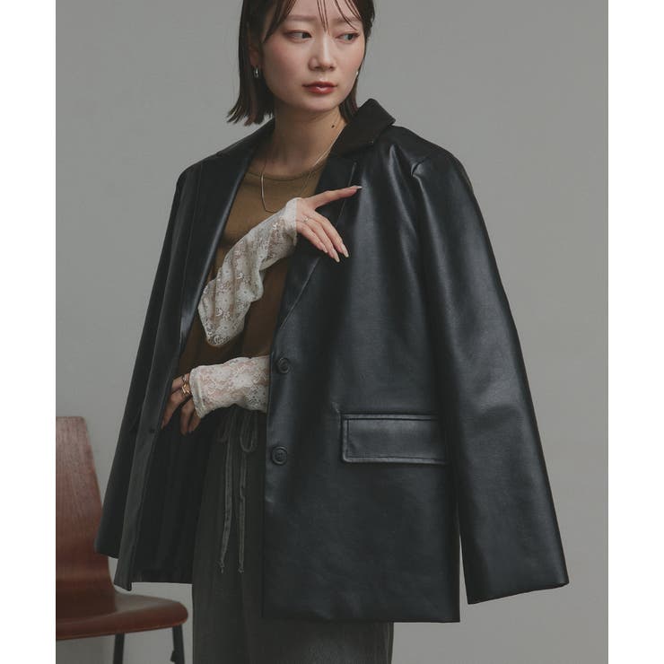 【2025AW新作】レザーライクテーラードジャケット | ad thie | 詳細画像24 