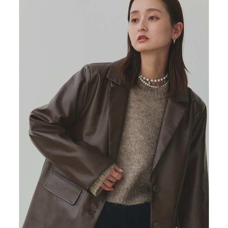 【2025AW新作】レザーライクテーラードジャケット | ad thie | 詳細画像30 